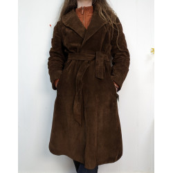 Trench en daim marron foncé friperie second life