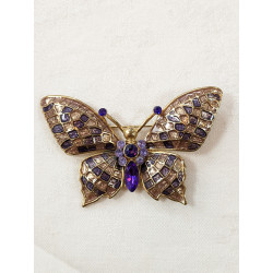 Broche papillon violet friperie second life