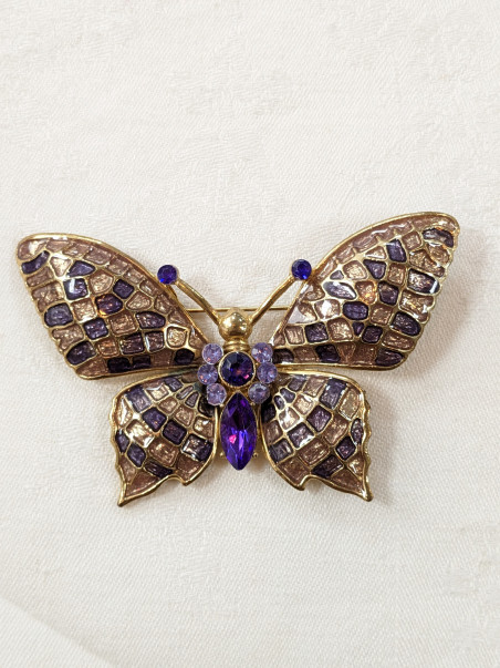 Broche papillon violet friperie second life