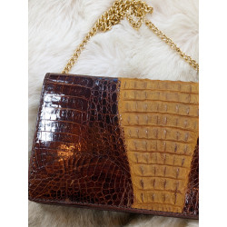 Pochette en crocodile bicolore friperie second life