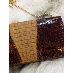 Pochette en crocodile bicolore friperie second life