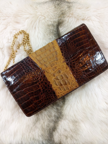 Pochette en crocodile bicolore friperie second life