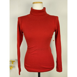 Sous pull col roulé rouge 70s