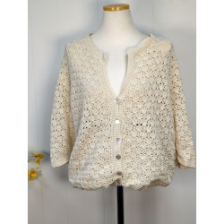 Gilet en crochet blanc cassé friperie second life