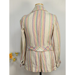 Veste blanche et multicolore 70s friperie second life