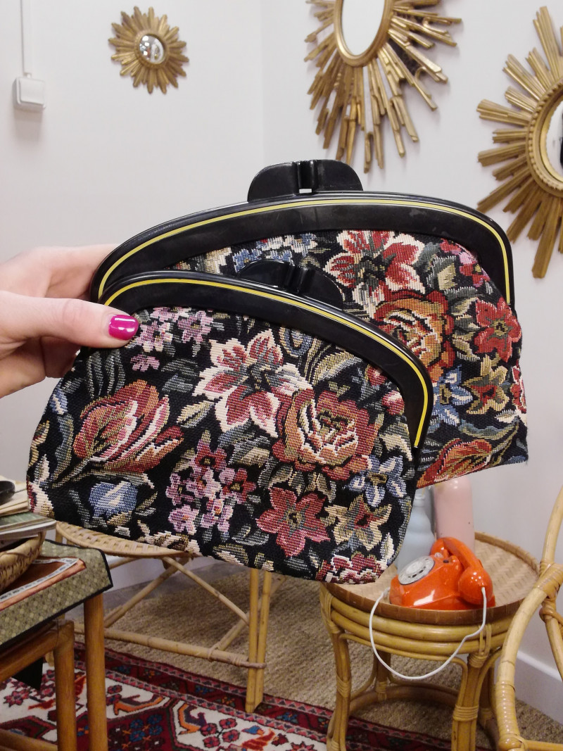 friperie second life vintage sac baroque fleuri