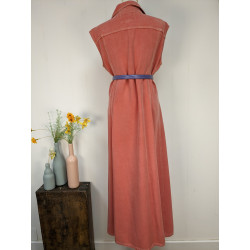 Robe longue rose en denim de soie friperie second life