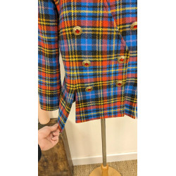 Veste tartan bleu jaune rouge -  Yves Saint Laurent  - T40 friperie second life