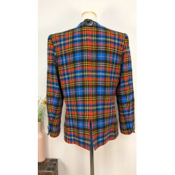 Veste tartan bleu jaune rouge -  Yves Saint Laurent  - T40 friperie second life