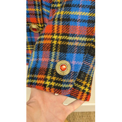 Veste tartan bleu jaune rouge -  Yves Saint Laurent  - T40 friperie second life