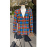 Veste tartan bleu jaune rouge -  Yves Saint Laurent  - T40 friperie second life