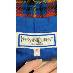 Veste tartan bleu jaune rouge -  Yves Saint Laurent  - T40 friperie second life