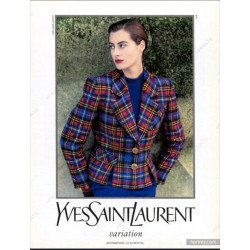 Veste tartan bleu jaune rouge -  Yves Saint Laurent  - T40 friperie second life