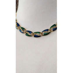 collier bleu et vert doré