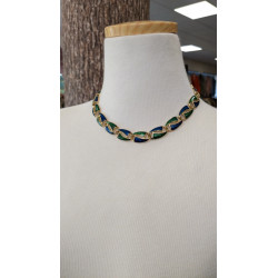 collier bleu et vert doré