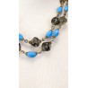 collier double rang bleu