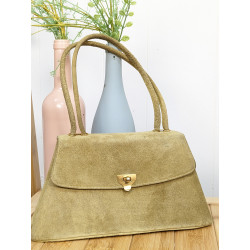 Petit sac vintage en daim vert clair - Dofan Paris