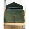 Petit sac pochette en daim vert foncé