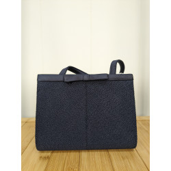 Petit sac bleu marine en tissus et petit noeud fripsecond life