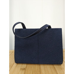 Petit sac bleu marine en tissus et petit noeud fripsecond life