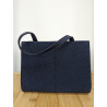 Petit sac bleu marine en tissus et petit noeud fripsecond life