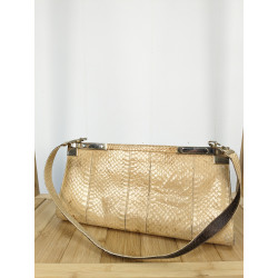 pochette de soirée beige en cuir exotique