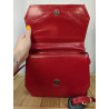 petit sac bandoulière ou porté épaule rouge et noir - cuir - vintage