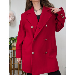 Manteau rouge vintage 80% laine T42/44 friperie second life