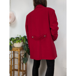 Manteau rouge vintage 80% laine T42/44 friperie second life