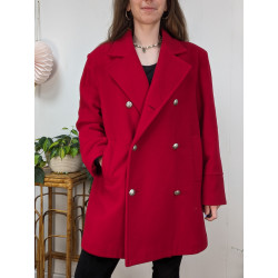 Manteau rouge vintage 80% laine T42/44 friperie second life