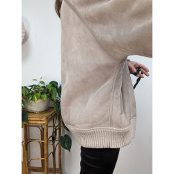 Bomber en peau lainée - 100% mouton - made in France - O'Ned T50 friperie second life