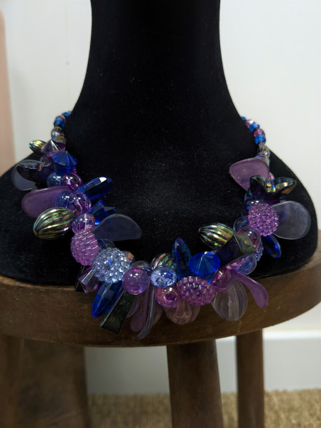 friperie second life collier fleuri violet et bleu