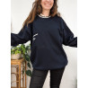 Pull bleu marine Thalassa - made in france - 50%laine