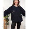 Pull bleu marine Thalassa - made in france - 50%laine