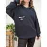 Pull bleu marine Thalassa - made in france - 50%laine