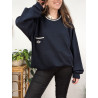 Pull bleu marine Thalassa - made in france - 50%laine