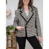 Veste vintage noire et blanche 100% laine - made in france friperie second life