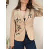 Veste blazer beige - broderies fleuries - liu jo - T.38 friperie second life