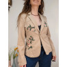 Veste blazer beige - broderies fleuries - liu jo - T.38 friperie second life