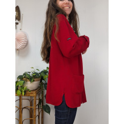 Gilet rouge Saint James - très doux a l'intérieur - laine et coton T.L friperie second life