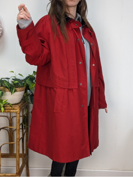 Manteau imperméable rouge Claude Havrey friperie second life