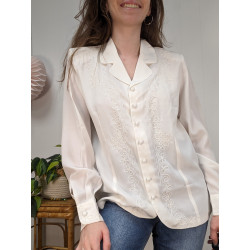 Chemise fluide blanche à broderies T40