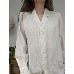 Chemise fluide blanche à broderies T40