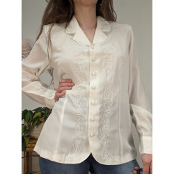 Chemise fluide blanche à broderies T40