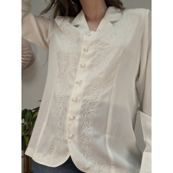 Chemise fluide blanche à broderies T40