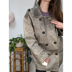 Veste en cuir souple patchwork T.50 friperie second life