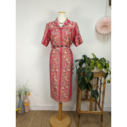 Robe rose vintage Christiane Claud 44 friperie second life