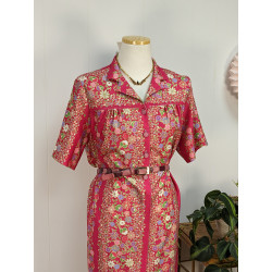 Robe rose vintage Christiane Claud 44 friperie second life