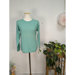 petit pull vert 50% laine mérinos fabriqué en Italie T.38 friperie second life