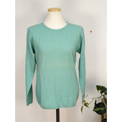 petit pull vert 50% laine mérinos fabriqué en Italie T.38 friperie second life